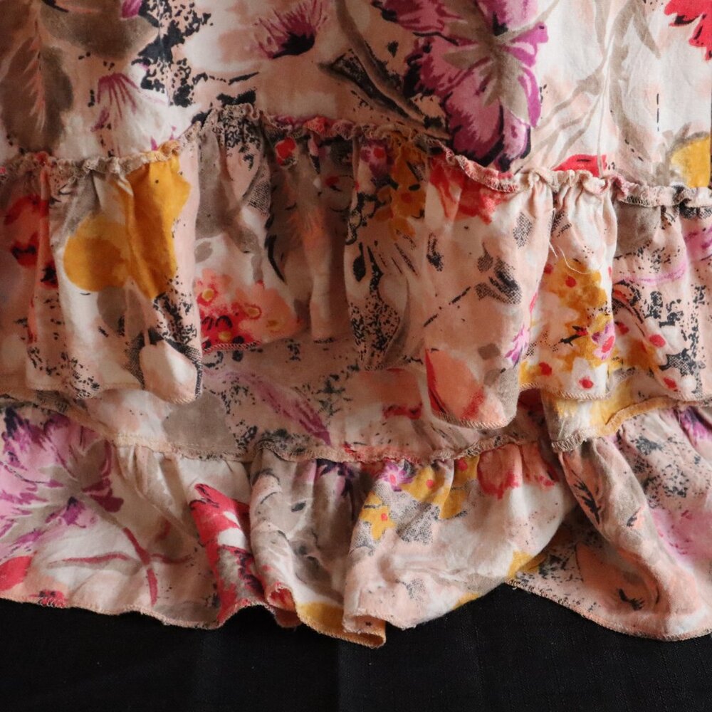 Overdrive Floral Shirred Sundress High Low Erthereal Boho Cottagecore Small - Picture 4 of 7